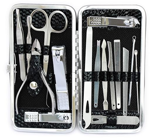 TA Manicure Pedicure Set Nail Clippers 16 Pcs Stainless Steel Luxury Nail Grooming Set Professional Nail Scissors Grooming Kits, Nail Tools with Leather Case