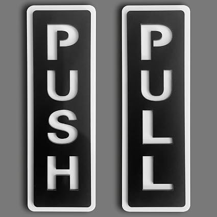 TA Push Pull Black Glass Door Acrylic Signage Sticker, Self-Adhesive 5.9 x 2 Inches Door Sign Sticker for Office, Stores, Cafe, Hotel, Restaurant, Business & Shop