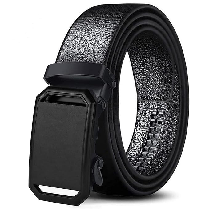 TA  Men's Vegan Leather Belt for Men, Formal/Casual,Autolock,Black | Fit on up to 38 Inches Waist size