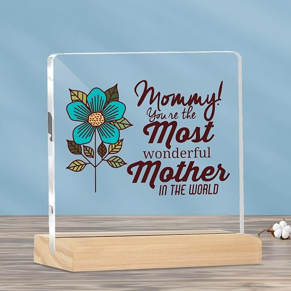 TA Sign Most Wonderful Mother Quote Plaque With Wood Stand | Mother's Day Gift | Gift for Mom Home Office Desk Decor | (4 X 4 Inches) MP_03