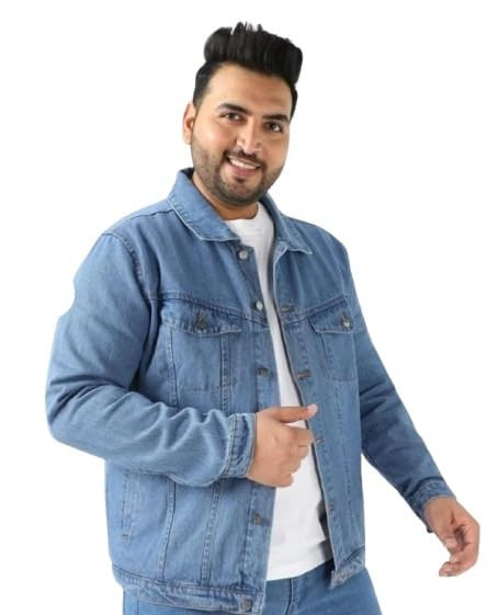 Men's Light Blue Denim Jean Jacket Full Sleeve Casual Stylish Outerwear for All Seasons