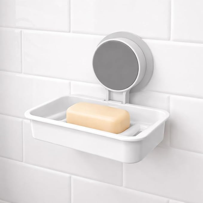 TA  Adhesive Bathroom Single Soap Dish Holder, Magic Sticker Self Mounted Non-Drill Wall Plastic Soap Stand, Removable Soap Box