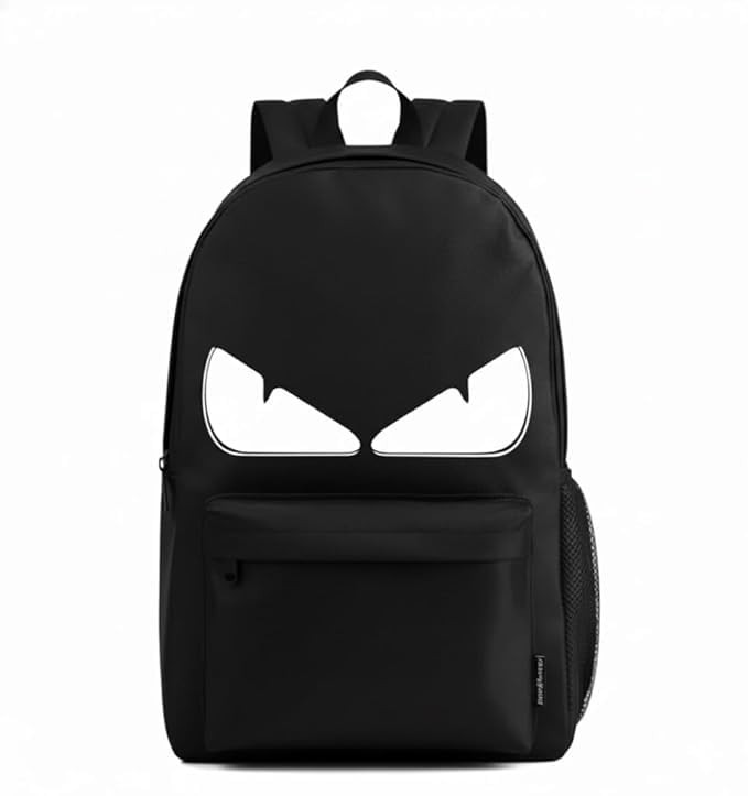 TE CHALIA Laptop Bag for Men | Backpack for Men | School College Bag | Office Bag for Women with Padded Laptop Compartment | 18 inch |Fashion Backpack with Evil Eyes Design, Black Canvas,