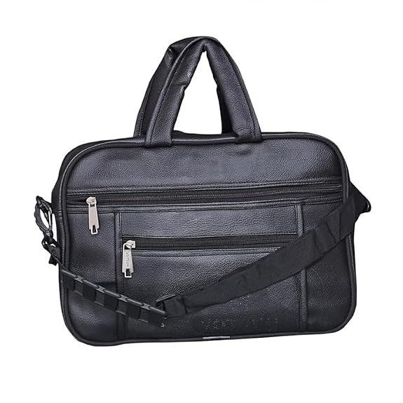 TE  Premium PU Leather Laptop Bag for Men | Stylish Office Briefcase with Multiple Compartments & Front Zipper Pockets | Durable Hand Carry Laptop Messenger Bag (Brown)