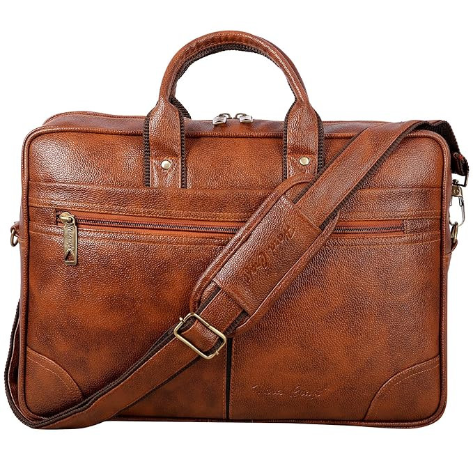 TE Hard Craft Vegan Leather Office Laptop Messenger and Shoulder Side Sling Hand Bag For Men Corporate Executive Briefcase Bag For Man Supports Laptop Upto 15.6 inches | Premium Laptop Bag