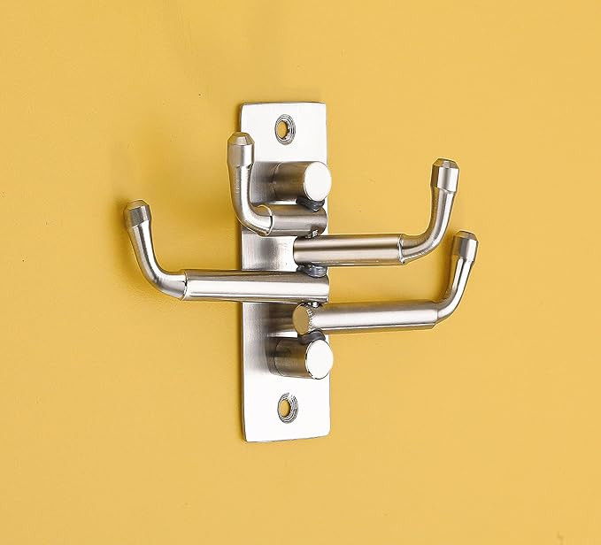 TA  Flexible 4 Pin Stainless Steel Hooks Bathroom Cloth Hanger Wall Hook Door Robe Hooks for Hanging Keys,Clothes,Towel Steel Hook (Pack of 1)