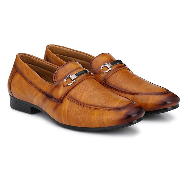 TA Premium Napa Leatherette Tan Brown Designer Slip-On Office Party Ethnic Wear Shoe Island Formal Shoes Shoe Island for Men (CLS6053-AZ)