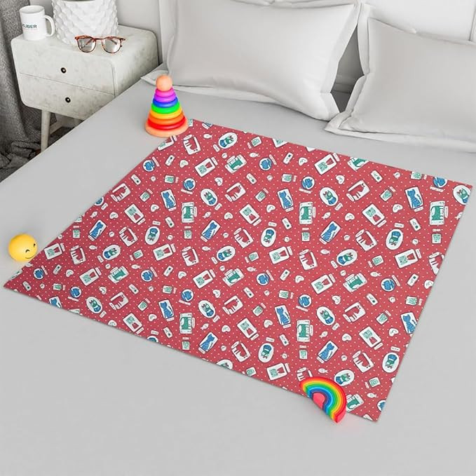Printed Waterproof Baby Crib Bedsheet 36x54 Inch | PVC Urine Proof Mattress Protector | Baby Plastic Sheet for Newborn & Toddler | Pack of 1 (Pink Kitty)