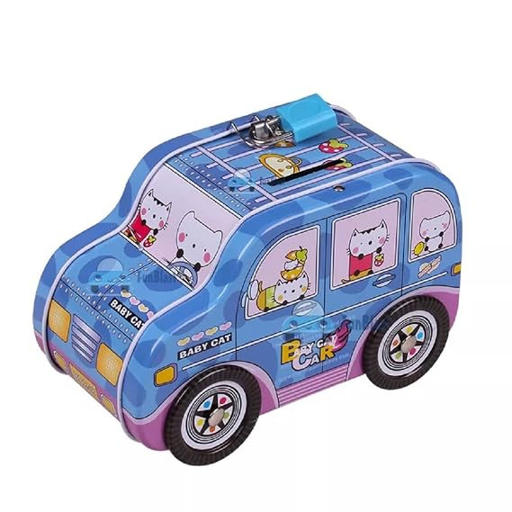TA Piggy Bank - Car Shaped Coin Box with Moving Wheel for Kids, Piggy Bank for Kids, Coin Box for Kid, Money Bank for Kid (Cat)
