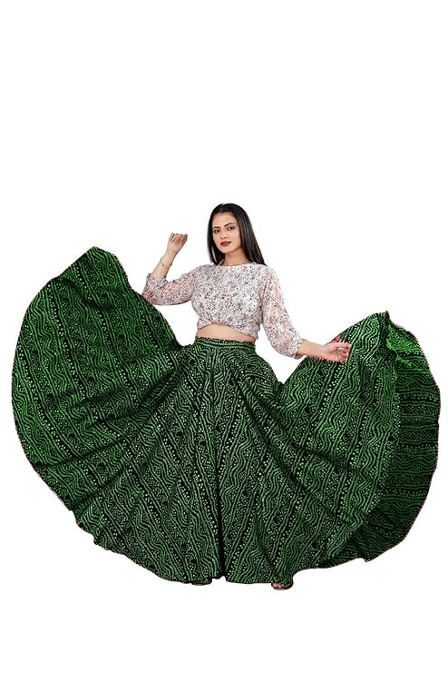 TA Women's American Crepe Flared A Line Stitched Long Skirt with 12 Mtr Flare 40 in Height | Skirts for Women Long Length | Long Skirts for Girls