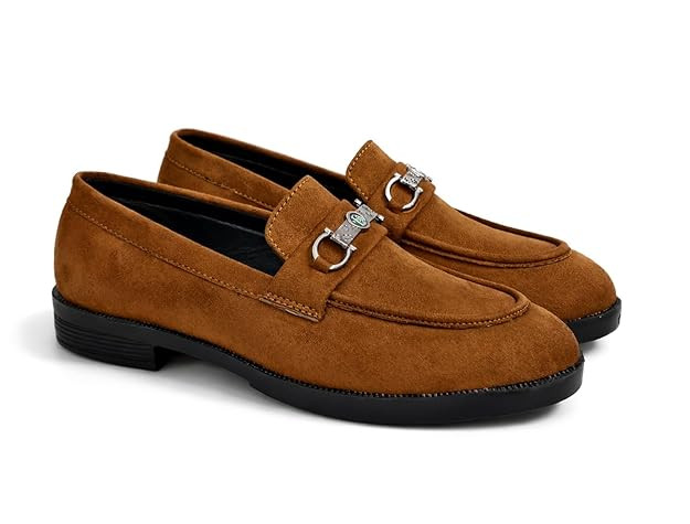 TA Men’s Suede Loafers with Metal Bit | Lip-On Formal Dress Shoes | Non Lace-Up Derby Shoes Comfortable Stylish Dress Shoes for Office, Business Casual & Special Occasions Wedding Boys