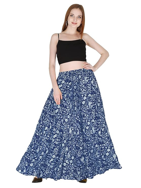TA Cotton Printed Women Wear Maxi Long Skirt 40" inch Full Length