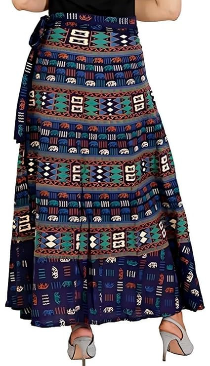 TA Jaipuri Print Cotton Long Wrapskirt for Women