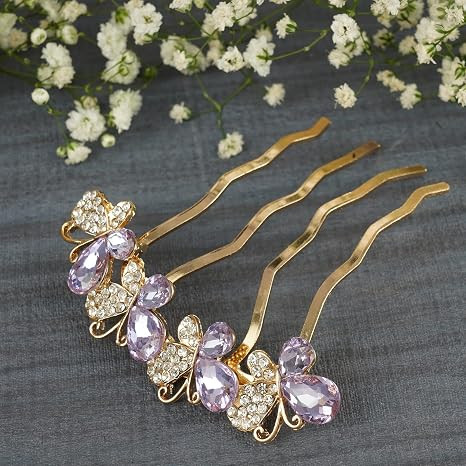 TA Hair Side Comb Gold Rhinestone Wedding Hair Piece Prom Bridal Hair Accessories for Women and Girls