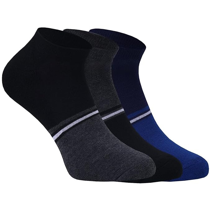 TA Socks for Men | Stylish Lining Design Ankle Lengths Socks | Made with Durable And Extra Softness | Breathable Combed Cotton Low Cut | Perfect for Everyday | Free Size | Pack of 3 Pairs