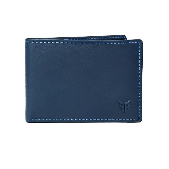 TA Men's Genuine Leather Wallet | Bi-Fold | RFID-Protectd | Compact Everyday Wallet with 4 Card & 1 Currency Slots | Gift for Men- Navy