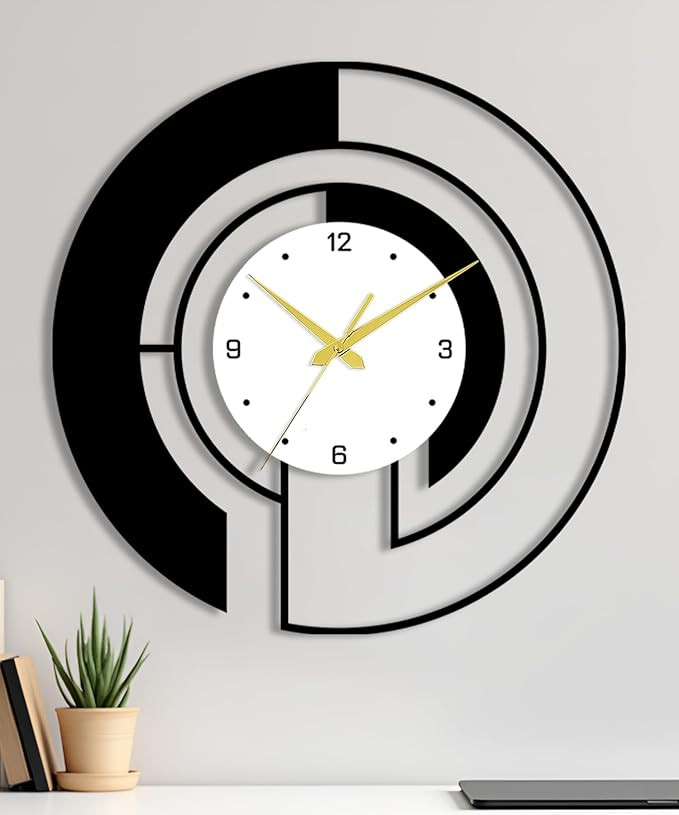 TA Metal Wall Clock for Living Room Decor Stylish Modern Analog Wall Watch | Designer Wall Clock for Drawing Room Bedroom Hall Kitchen | Decorative Wall Clock for Home Office Room Decoration