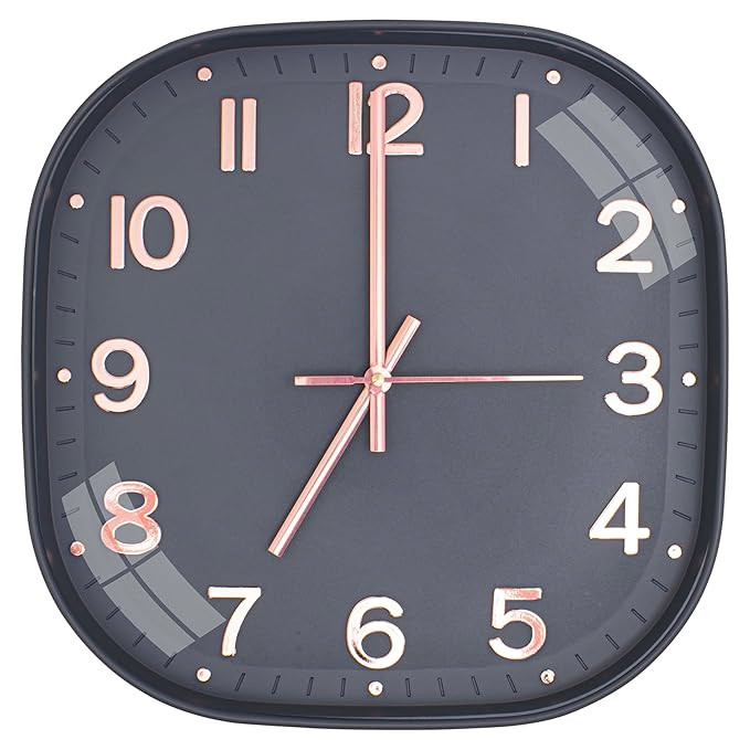 TA TEKCOOL Plastic Analogue Wall Clock 12" Silent Quartz Decorative Latest Wall Clock Non-Ticking Classic Clock Battery Operated Round Easy to Read for Room/Home/Kitchen/Bedroom/Office/School.Grey gold''