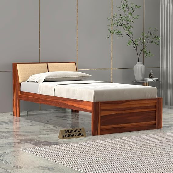 TA Solid Sheesham Wood Single Size Cot Without Storage - 12 Months Warranty Comfortable Bed for Bedroom(Single 6ft x 4ft (72x48), Liam Non Storage), Brown