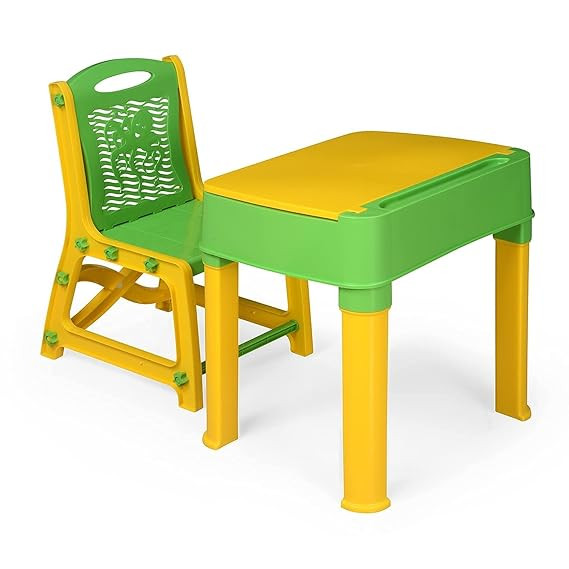 TA Kids Study Table Functional Desk Chair Set, Children Study Table Chair Set with Storage Box Space for Pencils Stationery Study Table for Reading/Writing/Learning Boys Girls (3-15yrs) (Dark Green)