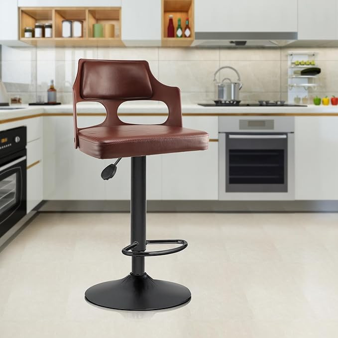 TA  High Bar Chair for Home | Kitchen Stool in Brown | 2 Years Warranty | [Upgraded Rust-Proof Heavy Duty Base]