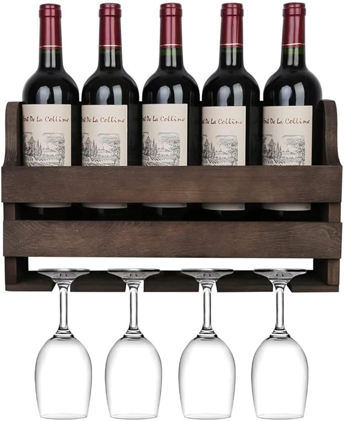 TA  Bar Cabinet for Space Wine Glass Holder Extra Large Hold 4/5 Bottles and 4 Wine Glass
