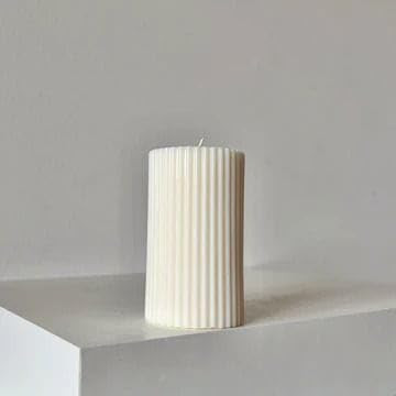 TA Soy Wax Pillar Candle Set of 3 Pcs Ribbed Vanilla Scented Pillar Candles for Home Decor Diwali Wedding Valentine Church X-Mass Spa Dinner Table