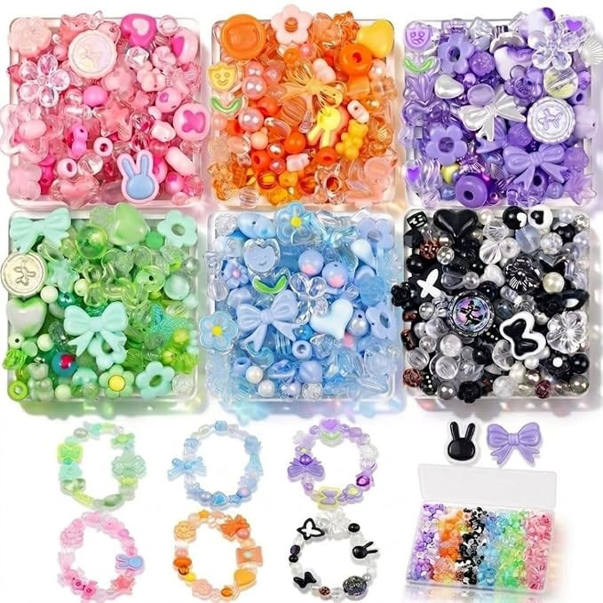 TA Beads for Bracelet Making, Mixed Shape Flower Star Heart Butterfly Candy Beads Kit (120g, 140-160pcs), Assorted Acrylic DIY Craft Beads Set for Adults Girls Kids | Vibrant Multi-Color Spacer Beads for Handmade Jewelry & Accessories