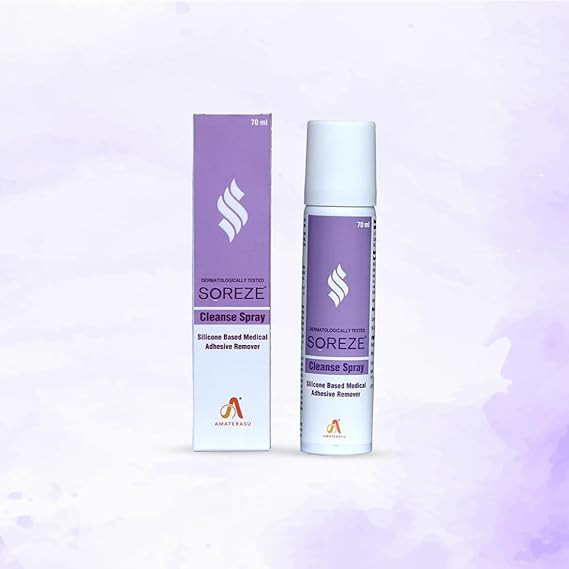 TA  Soreze Cleanse Medical Adhesive Remover Spray | Alcohol Free & Safe on Skin | No Sting and Painless | Quick Dry & Non Sticky Formula | Pack of 1 | 70ml