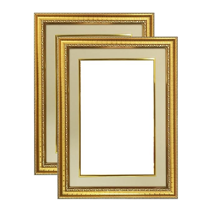 TA  Gold Ornate Blank Picture Frame – 11x7 Inch with Elegant Matting – Classic Wall & Tabletop Display – Vintage-Style Decorative Photo Frame – Ideal for Home, Office & Gifts (2)