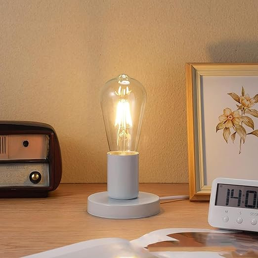 TA White Candle Lamp Base with Cord | Sturdy Metal Anti Slip Holder for Table Lamp Floor Lamp | Compatible with LED Incandescent Halogen Flicker Flame Bulbs | Bulb Not Included