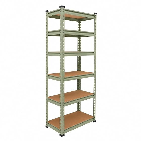 TA Adjustable 6-Shelf Metal Storage Rack | Heavy-Duty Steel Boltless Rivet Utility Shelving Unit for Garage, Kitchen & Office | 62 Inches Height (62 x 24 x 12 in) – Olive Green