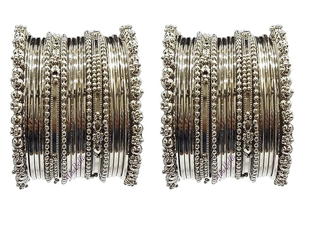 TA  Jewellery for Women Traditional Silver Plated Oxidized Bracelet Bangle Set For Women