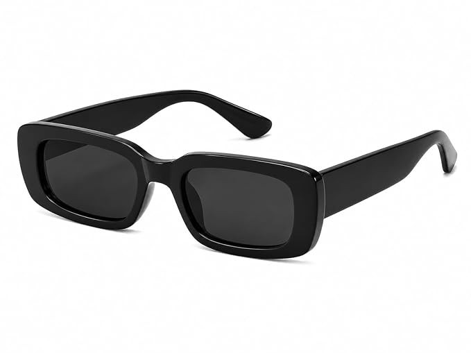 TA Candy Rectangular Sunglasses for Men and Women, Black, UV Protected, Unisex Fashion Eyewear