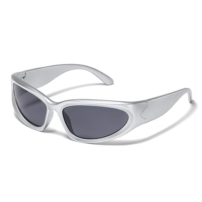 TA VIBESENTIALS Wrap Round Sunglasses for Men and Women Rectangle Shape UV400 Protection Outdoor Driving Biking Sports Fashion Eyewear Stylish Unisex Sun Glasses Travel Beach Shades