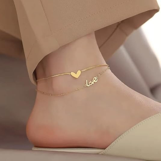 TA Gold Plated Stainless Steel Payal Anklets For Women Girls Fancy Paayal Pattilu Pajeb Payel Ankle Chain Payl Paijan Kolusu Leg Chain Jewellery Gift For Wife & Girlfriend