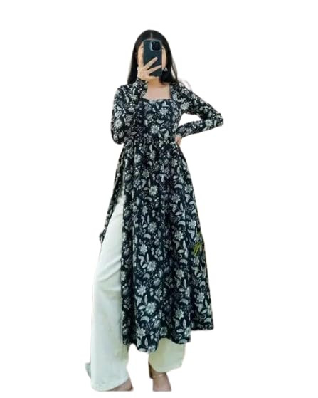 TA Women's Cotton Full Sleeves Nayra Cut Long Kurti