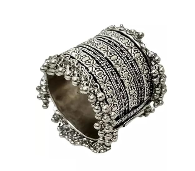 TA  Silver Cuff For Women, Openable, Free Size, Foldover Design, Afghani Style