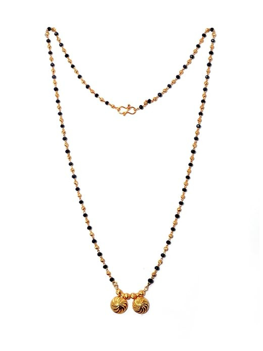 TA  jewellery's Traditional Temple Forming One Gram Gold Stylish Maharashtrian Wati Mangal sutra Set Tanmaniya Black Vati Mangalsutra For Women