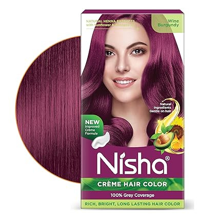 TA Nisha Creme Hair Color Cream Wine Burgundy, 150g, Long Lasting Hair Dye for Grey Coverage, Rich Color & Natural Shine, For Men & Women, Pack of 1
