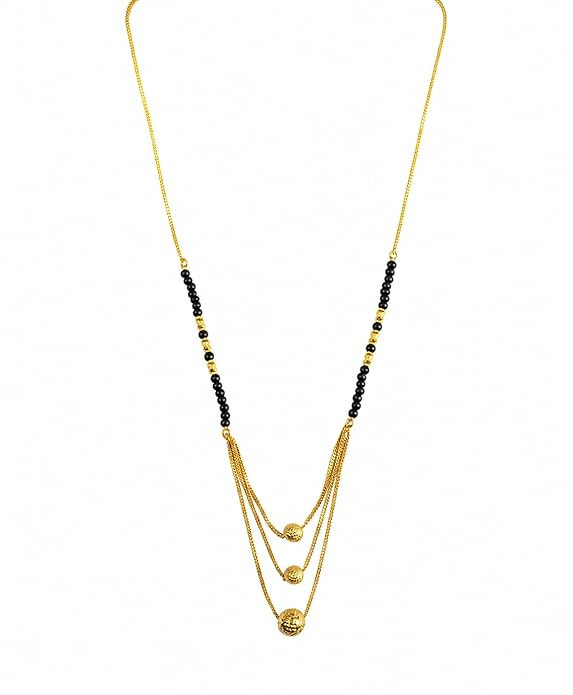 TA  Gold Plated Brass Long Dokiya Mangalsutra for Women | 9 Inch Single Strand Ball Chain Fancy Mangalsutra | Traditional Daily Wear Jewelry