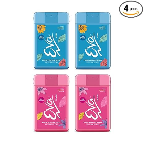 TA EVA Liquid Purse Perfume Aura & Charm | For Women | Long Lasting Fresh Fragrance | Travel Friendly Perfume | 18Ml Pack Of 4