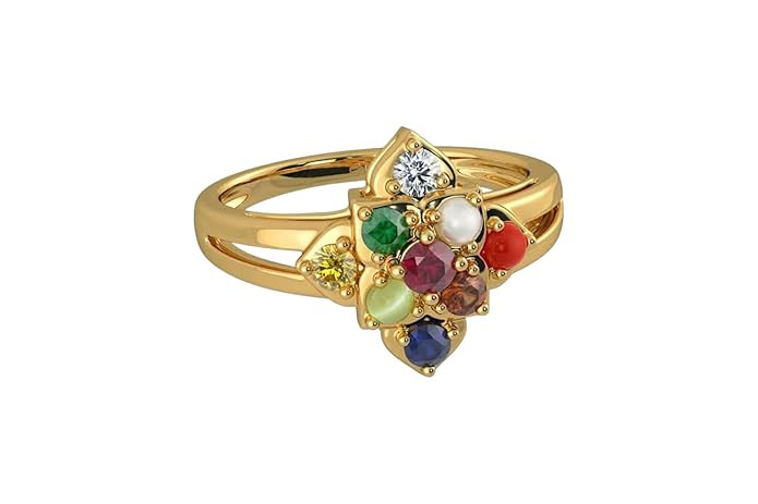 TA Planetary Gemstone Ring Gold Plated Multi-Color Crystal Stones with Diamond Good Luck Prosperity Ring for Men and Women