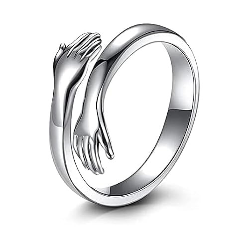 TA HugRing Carved Hand Ring with Light Box, Love Forever, Adjustable Hand Hug Ring Jewellery for Men's and Women's