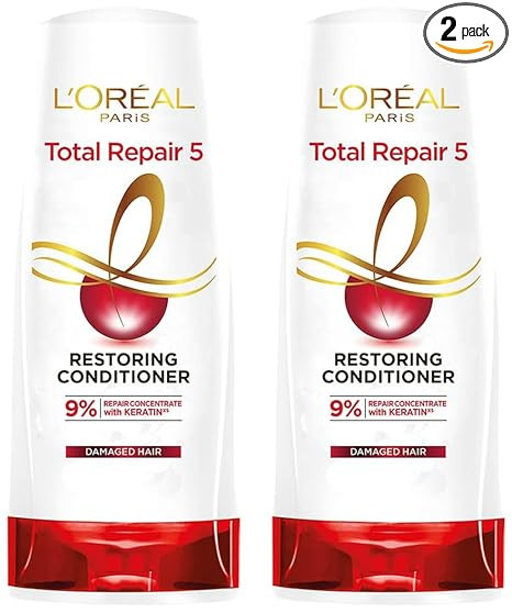 TA L'OREAL PARIS Conditioner, For Damaged And Weak Hair, With Pro-Keratin + Ceramide, Total Repair 5, Fresh, 180Ml (Pack Of 2), 2 Count