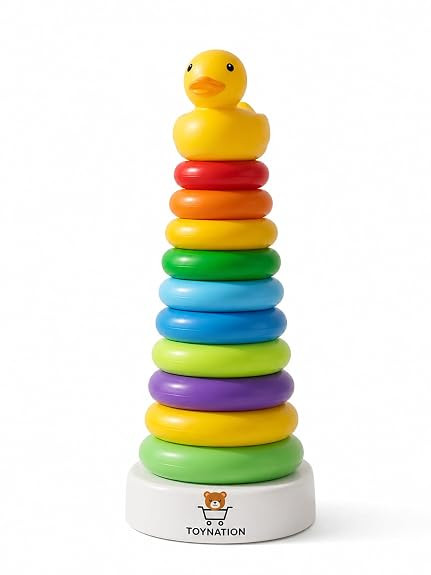 TA Little's Junior Ring Stacking Toy Stacking Rings for Babies Montessori Learning Toy Multicolour Educational Toy Toddler Sorting Toy(9 RINGS)