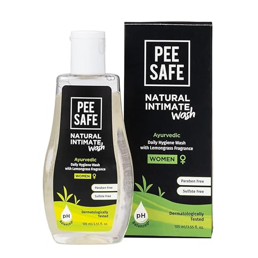 TA   Pee Safe Intimate Wash For Women 105ml Natural Ayurvedic with Lemongrass Fragrance and 100% Alcohol-Free | pH Balanced | Paraben-Free | Sulfate-Free