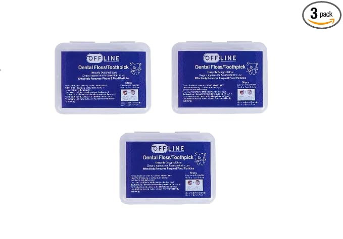 TA Offline Dental Floss and Toothpicks Set for Teeth & Gum Cleaning, Pack of 3 | Pack of 3 - Complete Oral Care Set Cleans Teeth & Gums Deeply Easy to Use Daily.