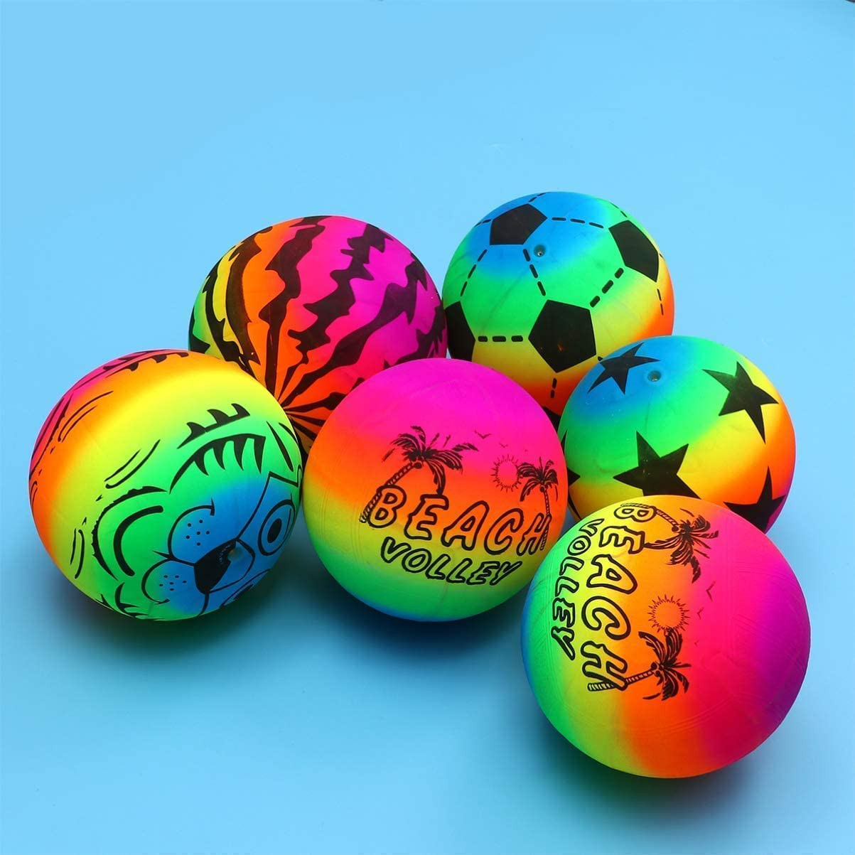 Designer Inflatable Vinyl Ball/PVC/Swimming/Pool/Garden Perfect for Children with Inflating pin | Size : 22cm (9 inches) | Multi Color (3)
