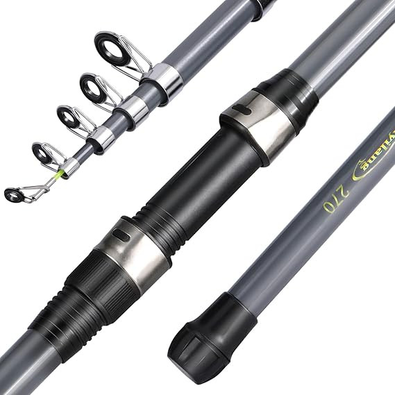 Telescopic Fishing Rod, Lightweight Spinning Rod, Fishing Pole Designed for Bass, Trout, Salmon, Steelhead, for Fresh & Saltwater-Gray-300cm